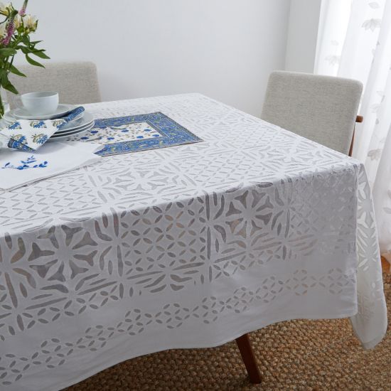 Ester Applique Tablecloth - White